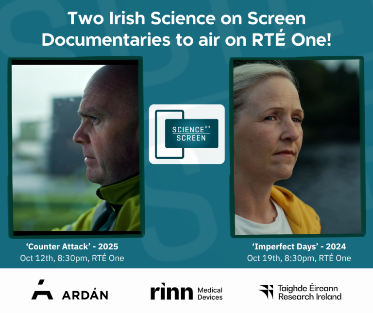 Two stills, one the face of a women and one the face of a man, from the two documentaries